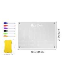 Haus Hana 1Pc Magnetic Weekly Planner Whiteboard, Transparent Acrylic With Magnetic Backing, Reusable Dry-Wipe Surface For Schedules And Memo Notes, Fridge Mounted Writing Board For Kitchen Daily Planning And Task Arrangement - multicolor - View 17