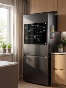 Haus Hana 1Pc Magnetic Weekly Calendar Writing Board, 2mm Thick Black Solid Acrylic With Printed Weekly Grid Pattern, Dry Wipe Reusable Surface For Schedule Recording, Magnetic Fridge Memo Plaque For Family Daily Arrangement And Kitchen Planning - multicolor - View 9