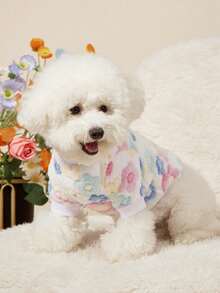 PETSIN 1 Pc Pet Cat Dog Universal Cute Colorful Flower Pattern Plush Thick Warm Elastic Comfortable Round Neck Pet Clothing - Multicolor - View 11