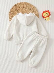 This 2 Pieces Baby Set Features A Cute Letter-Print Long-Sleeved Sweatshirt And Elastic-Waist Autumn Winter Pants, Suitable For Boys And Girls, And Is - Multicolor - View 2