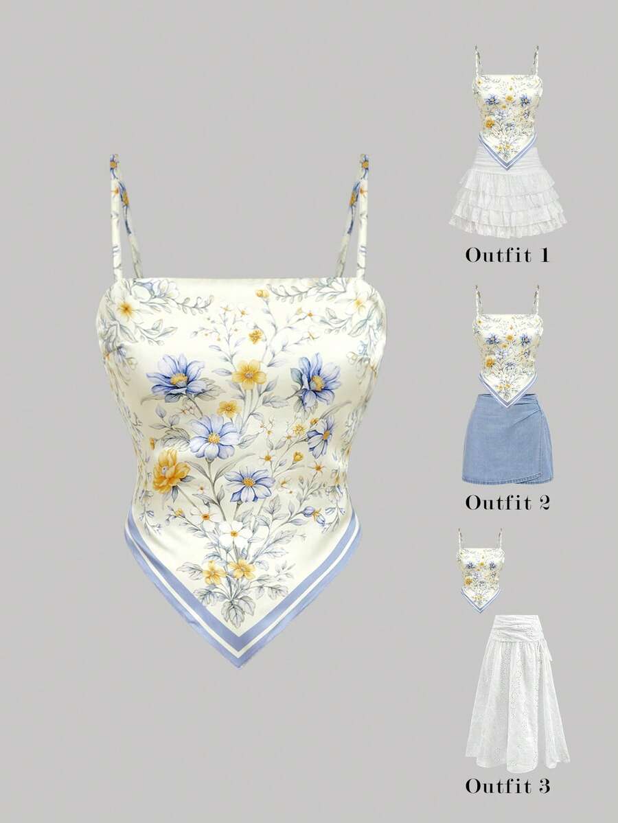 SHEIN MOD 女士印花休闲百搭日常吊带背心 - 彩色 - 查看 1