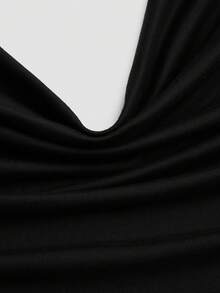 Sweetra Plus Size Women's Lace Patchwork Pleated Fashion Date Halter Neck Dress - Black - View 7
