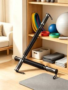 1PC 50kg Spring Arm Strength Training Bar Chest Muscle Builder Portable Home Gym Workout Equipment For Men Women Fitness Exercise Durable Resistance Tool - Black - View 6