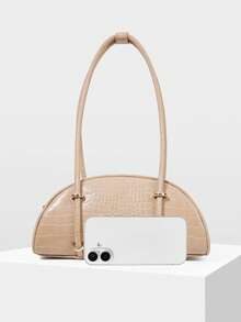 MOTF WOMEN'S FASHION RETRO APRICOT CROCODILE PATTERN SHOULDER BAG, SIMPLE AND CHIC HALF-MOON BAG, FOR DAILY, COMMUTING, SHOPPING, TRAVEL, FESTIVALS - Apricot - View 4