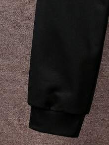 青少年男孩休閒舒適長袖連帽衫與長褲套裝 - 黑色 - 查看 4
