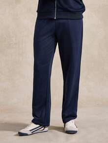 Men's Solid Color Zip-Up Vest And Pants Set - Navy Blue - View 6