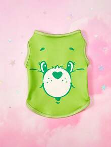 Care Bears X PETSIN 1件可愛心形熊卡通熊圖案黃綠數位印花寵物背心，透氣親膚，適合舒適室內休息或戶外玩樂 - 彩色 - 查看 7