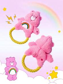 Care Bears X PETSIN 1pc Pink Heart-Shaped Bear Dog Toy With Built-In BB Sound, Cute Cartoon Design, Great For Interactive Play, Teeth Grinding & Cleaning, Suitable For Daily Fun, Outdoor Play, Home Alone Entertaining, Also A Unique Personalized Gift For Pet's Birthday Or Anniversary - Pink love bear - View 1