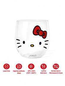 HELLO KITTY AND FRIENDS | SHEIN 可愛卡通貓咪印花高硼矽玻璃杯，大容量 720ml/24.35oz 蛋形，耐熱無鉛玻璃，適合水、果汁與牛奶，居家辦公日常使用 - 無色 - 查看 3