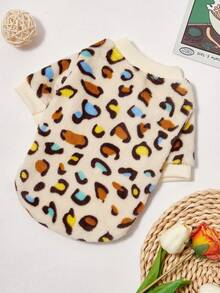 PETSIN 1 Pc Colorful Leopard Print Fleece Thickened Warm Round Neck Sweatshirt For Pet Cats & Dogs, Autumn/Winter - Multicolor - View 5