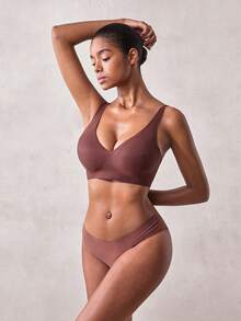 Veilyse Women's Brown Casual Skin-Friendly Push-Up Wire-Free Bra, Lifting Anti-Sagging Comfortable Versatile Backless Bra, Wire-Free Casual Versatile Comfortable Bra - Brown - View 4