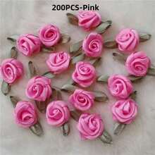 Rosas artificiales de satén hechas a mano, apliques de tela con rosetas para decoración de boda, manualidades y accesorios de costura - Multicolor - Ver 29