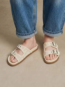 Solecia Sandalias tipo slip-on para mujer, cómodas, versátiles y casuales - Beis - Ver 7