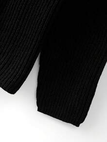 GlowEve CURVE Plus Size Casual Zip-Up Pullover Sweater With Reversible Collar And Long Sleeves Winter - Black - View 3