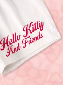 HELLO KITTY AND FRIENDS | SHEIN 女童卡通印花T恤短褲套裝 - 白色 - 查看 6