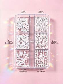 2-box set med blandade storlekar av akrylpearls och metalliska stålkulor, slumpmässigt assorterade nagelcharms och dekorationsaccessoarer för manikyr, DIY, salong, hem, fest, bröllop, födelsedag, festival och vardagsbruk, glansiga, glittriga, blanka, lätta att applicera, släta och mångsidiga - Multifärgad - Visa 6
