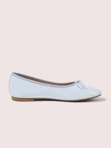 CUCCOO DOLLMOD Women's Light Blue PU Ballet Flats, Bowknot Lace-Up Flat Shoes, Suitable For Casual Daily Wear Fall Shoes - Light blue PU - View 5