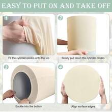 Flexible Cylindrical Base Cover, Cylindrical Holder Cover, Suitable For Wedding Or Birthday Parties - Cover Only - Beige - View 5