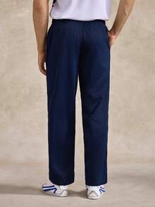 Courvante Men's Solid Color Commuter Casual Pants With Slant Pockets - Dark Blue - View 3