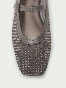 Nöista Black Mary Jane Ballet Flat Embellished With Tonal Rhinestones And A Delicate Strap, Combining Elegance With A Subtle Sparkle. Fall Shoes - Grey - View 4