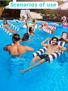 Inflatable Drainage Floating Chair Leisure Hammock With Backrest, Foldable Inflatable Pool Chair For Summer, Suitable For Spa, Pool, Beach Party Supplies, Multi-Purpose Vacation Pool Party Summer Outdoor Water Fun Floating Water Chair - multicolor - View 3