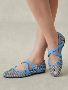Styleloop Ladies, Willow Nails, Buckles, Flat Shoes. - Light blue - View 2