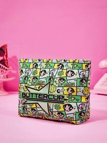THE POWERPUFF GIRLS X Joivida 卡通印花燈芯絨化妝包，輕量拉鍊收納袋，多功能內襯化妝包 - 卡通-3 - 查看 3
