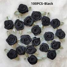 Rosas artificiales de satén hechas a mano, apliques de tela con rosetas para decoración de boda, manualidades y accesorios de costura - Multicolor - Ver 32