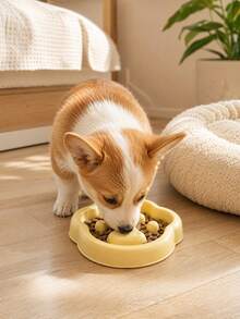 PETSIN 1PC Paw Shaped Slow Feeder Pet Food Bowl / Smooth Glossy Food PP Plastic Cute Cat Paw Outline Multi Macaron Pastel Solid Color Built-In Raised Slow Feed Pillars Wide Scalloped Rim Stable Thick Base - 430ML - View 8