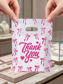 100pcs Disposable Plastic Carry Handle Merchandise Bags, Multipurpose Gift Pouches For Jewelry Store Clothing Shop Birthday Gift Packing - multicolor - View 4