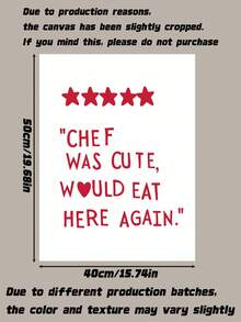 1pc Cute Kitchen Wall Art Print – Minimalist Red Chef Heart Canvas Poster, 40x50cm/15.7x19.7in For Kitchen Living Room Decor, Gift (Unframed) - multicolor - View 3