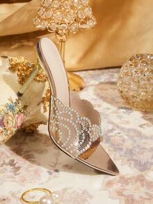 CUCCOO TILAWA Elegant Metal Pointed Women's High Heels - A Delicate Rhinestone Design With A Slip-On Design, Perfect For Parties And Formal Events, Stilettos - Rose Gold - View 3
