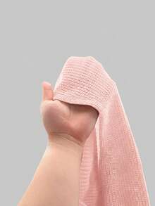 SHEIN 青少年女孩短版羅紋針織紋理休閒短版開襟衫，秋季日常百搭，黑色與粉色 2 件組 - 彩色 - 查看 9
