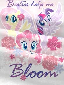 My Little Pony X SHEIN Kaos Crop Top Wanita Kasual Musim Panas dengan Motif Kartun - Putih - View 4