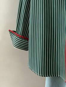 Resyla Women's Plus Size Striped Long Sleeve Shirt Fall - Multicolor - View 5