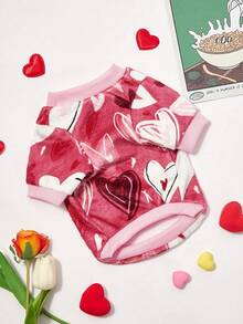 PETSIN 1 Pc Pet Dog & Cat Fleece, Heart Print, Warm And Cozy, Universal Size, Christmas Decorations - Multicolor - View 7