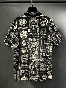 Manfinity Homme Men's Plus Size Summer Casual All-Over Print T-Shirt - Multicolor - View 2