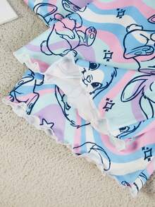 青少年女孩卡通印花短袖上衣與長褲居家服 - 彩色 - 查看 5