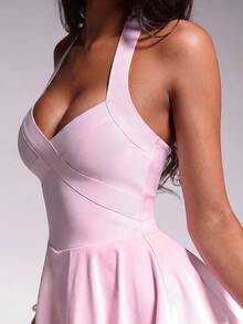 Nuvra Summer Halter Neck Waist-Cinched Sexy Fashion Short Dress - Multicolor - View 8