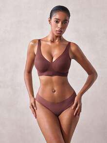 Veilyse Women's Brown Casual Skin-Friendly Push-Up Wire-Free Bra, Lifting Anti-Sagging Comfortable Versatile Backless Bra, Wire-Free Casual Versatile Comfortable Bra - Brown - View 9