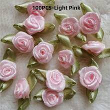 Rosas artificiales de satén hechas a mano, apliques de tela con rosetas para decoración de boda, manualidades y accesorios de costura - Multicolor - Ver 46
