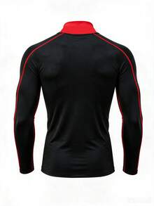 Gym Rark Men's Contrast Color Striped Slim Fit Long Sleeve Sports T-Shirt - Black - View 2