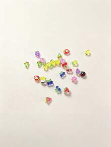 100/200/500Pcs Flatback Fruit Nail Charms – Mini Strawberry Cherry Apple Watermelon Resin Gems, Cute Cartoon Nail Decor For DIY Craft - Multicolor - View 15