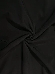 SHEIN Elenzya 女士圆领露背豹纹系腰荷叶袖连体裤，休闲/度假/约会/通勤宽松阔腿裤女士连体裤优雅连体裤阔腿裤无袖连体裤黑色连体裤喇叭连体裤 - 黑色 - 查看 8