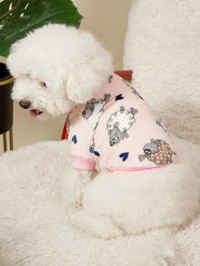 PETSIN 1 Pc Pet Cat Dog Universal Cute Pink Lamb Pattern Printed Fashion Plush Warm Elastic Comfortable Dog Round Neck - Multicolor - View 8