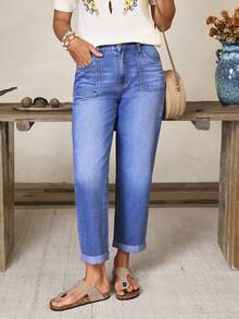 EMERY ROSE Women's Casual Washed Tapered Jeans - Blue - View 6