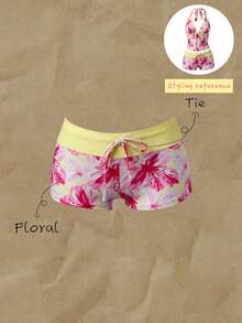 Elavelle Women's Spring Summer Random Print High Waist Bow Bikini Bottoms - Multicolor - View 4