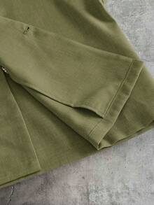 AXEPEAK Men's Casual Solid Color Shirt And Pants Set - Army Green - View 4