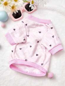 PETSIN 1 Piece Cute Bunny And Teddy Bear Love Letter Printed Flannel Sweatshirt For Autumn And Winter, Thick And Warm Pet Clothes - Multicolor - View 10
