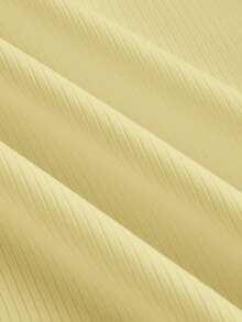Slaydiva Camiseta de Talla Grande Casual Versátil de unicolor para Verano - Amarillo claro - Ver 4